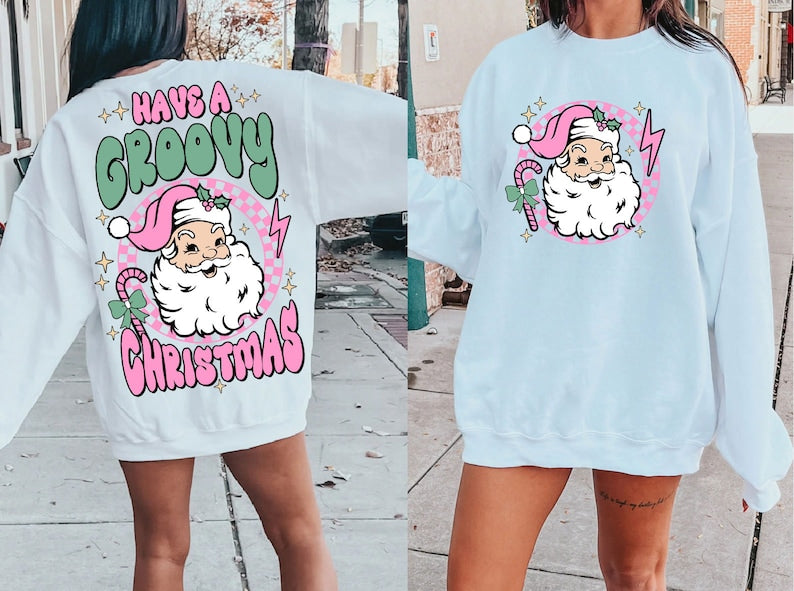 Groovy Christmas Retro Santa Claus Sweatshirt