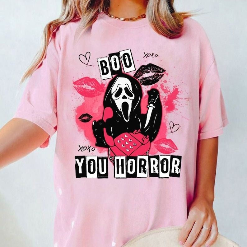 Halloween Pink Horror Characters T-shirt