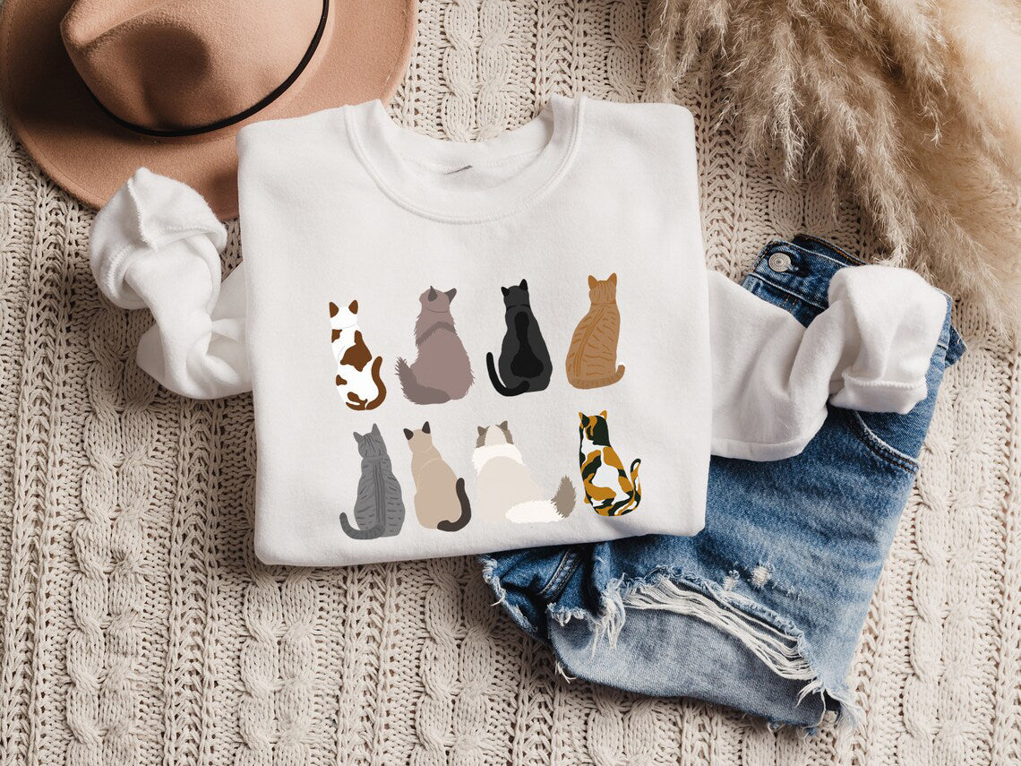 Cats Printed Crewneck Sweatshirt