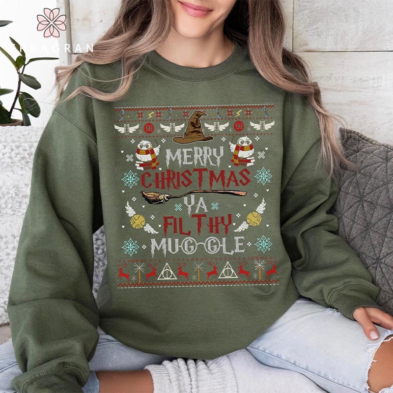 Wizard Christmas Ya Filthy Animal Ugly Sweatshirt