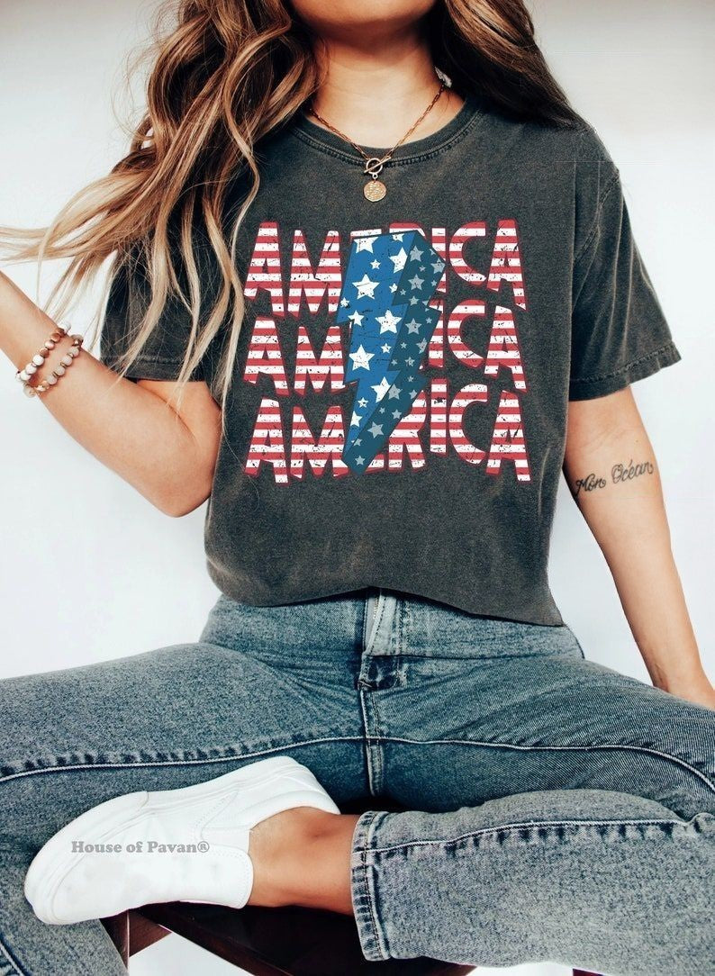 Mama Retro America Independence Day T-shirt