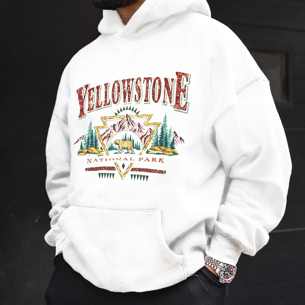 Men's Yellow Stone National Park Print Vintage Sweatshirt